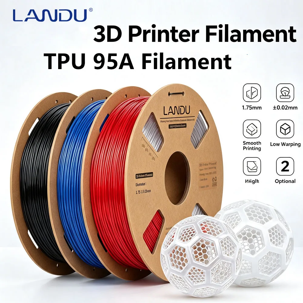 LANDU Hyper 95A TPU Filament Soft 3D Printer Filament, 3D Printing Flexible Filament TPU 95A Material 1kg  2.2LBS 1.75mm