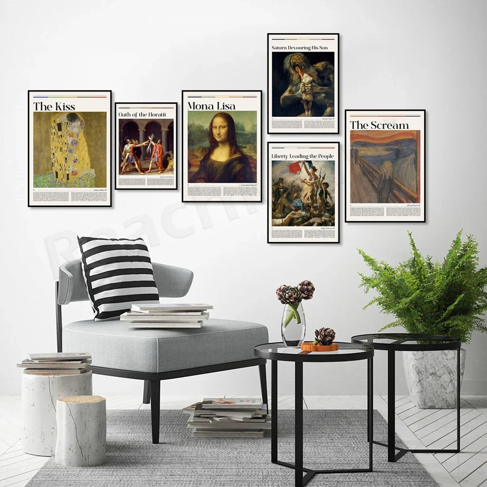Saturn Swallowed His Son Francisco Goya, Mona Lisa, Edvard Munch's Scream, Gustav Klimt's Kiss, Birth of Venus Art Poster