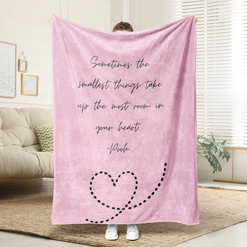 

Disney Winnie The Pooh Quote Blanket Pink Soft Flannel Throw Blanket Warm Plush Sofa Bed Cover Home Decor Gift