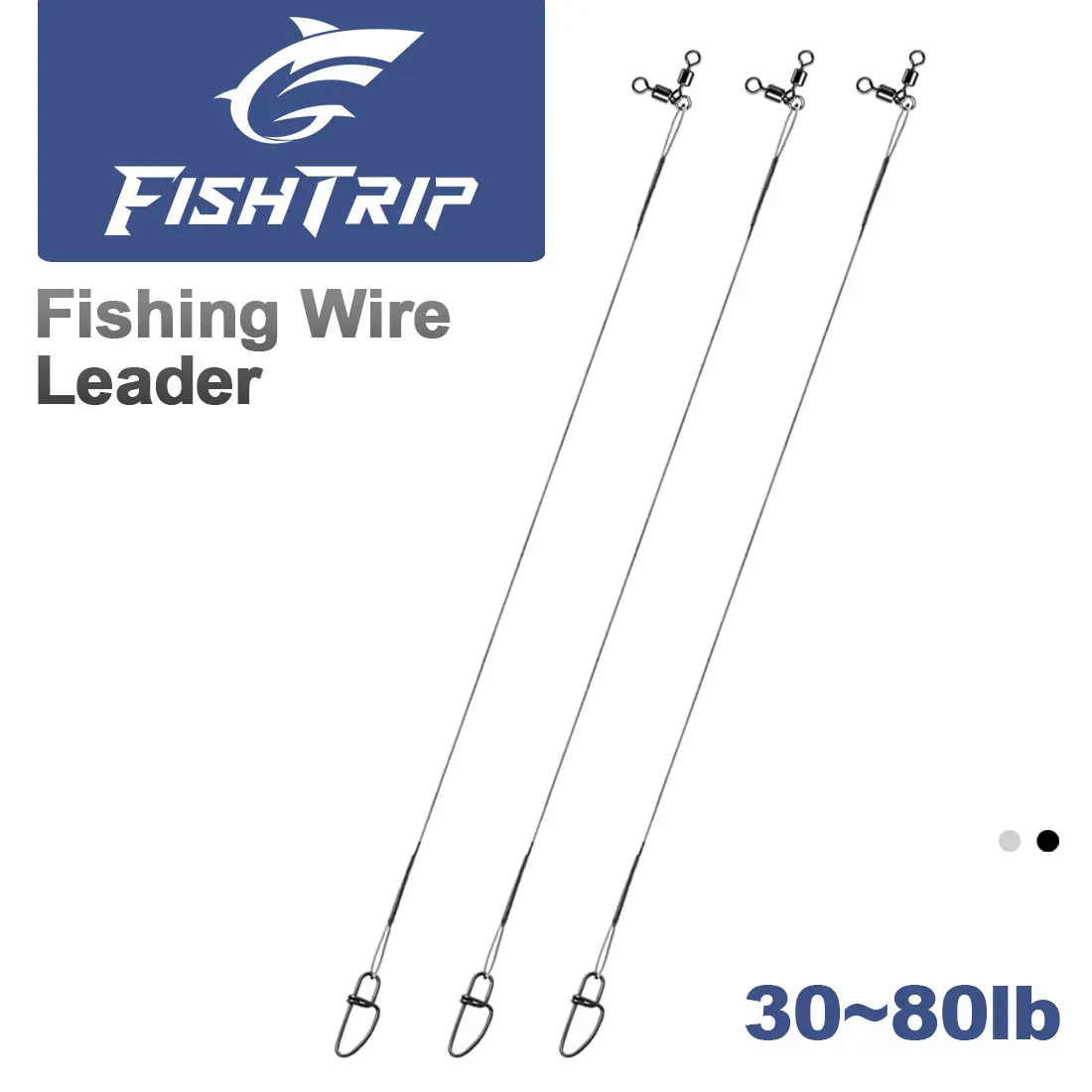 FishTrip 10 Stück 30-80lb Köder-Vorfachschnur mit Drehwirbel-Verbinder, Drei-Wege-Wirbel, Edelstahl-Kreuzdraht-Angelzubehör – Detail 1
