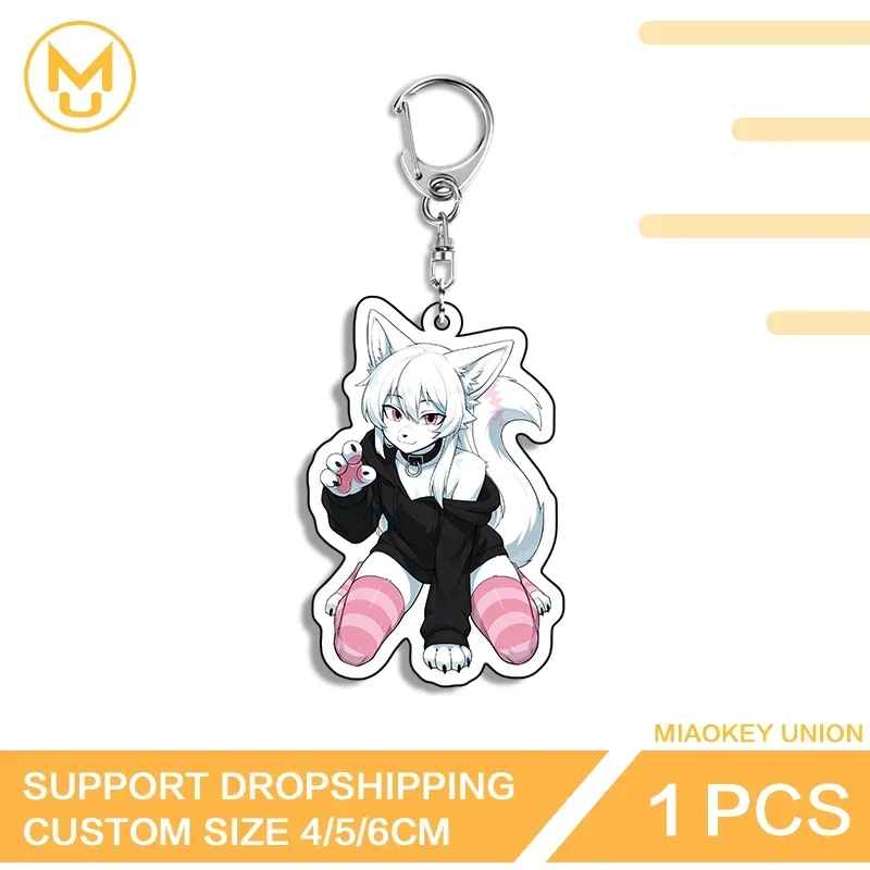 Furry Girl Lively Sitting Posture Adorable Anime Figure Double Sided Acrylic Keyring HD Pattern Ingenious Character Jewelry