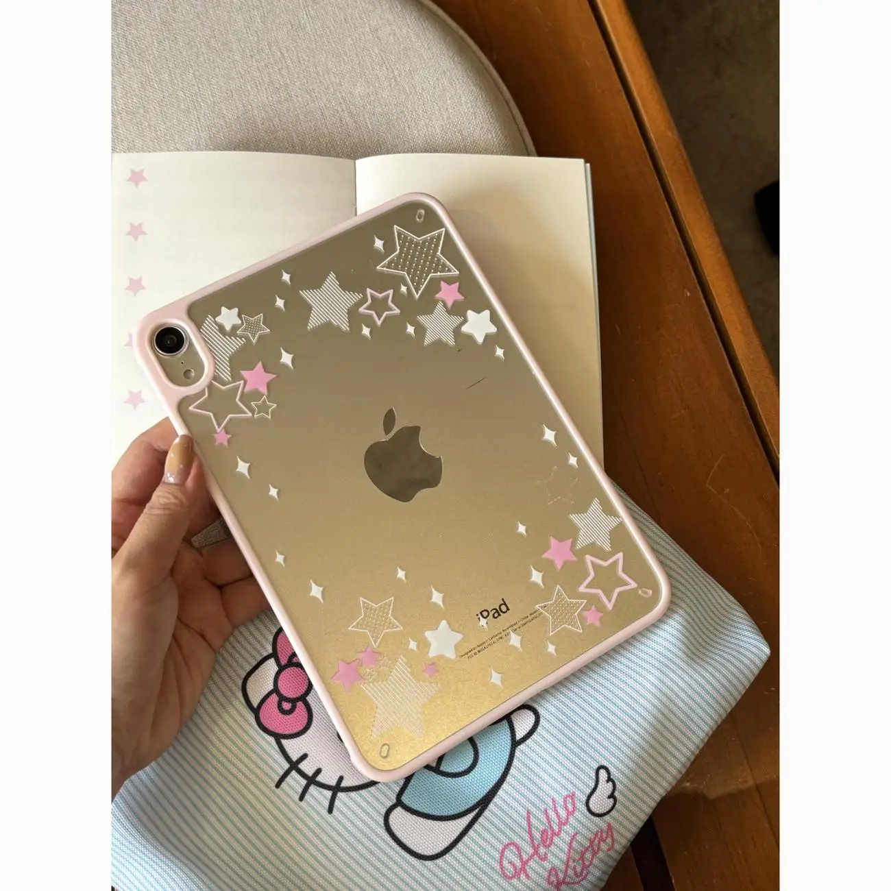 Pink Star Single Bottom Straight Edge iPad Case For iPad Pro 11 13in 2025 iPad Pro 12.9in Air7 10/11th M4/5 Shockproof Cover