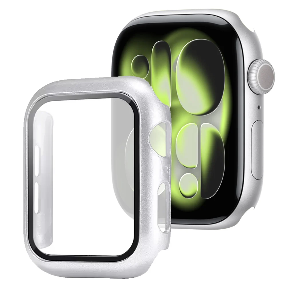 PC Case+Glass for Apple watch Bands series 11 10 9 8 7 6 screen protector bumper Tempered iwatch 40mm 42mm 44mm 46mm 41 45 cover