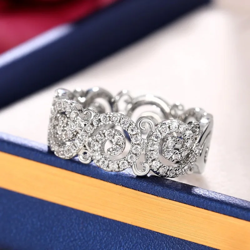 925 فضة نمط الجوف تصميم النساء خواتم الرائعة زركون الزفاف اكسسوارات الزفاف مجوهرات عصرية جديدة #2
