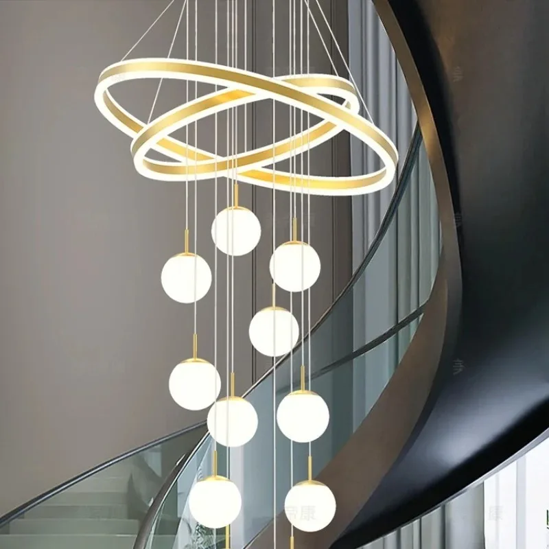 

Duplex building villa empty living room modern light luxury high building middle floor headlights
