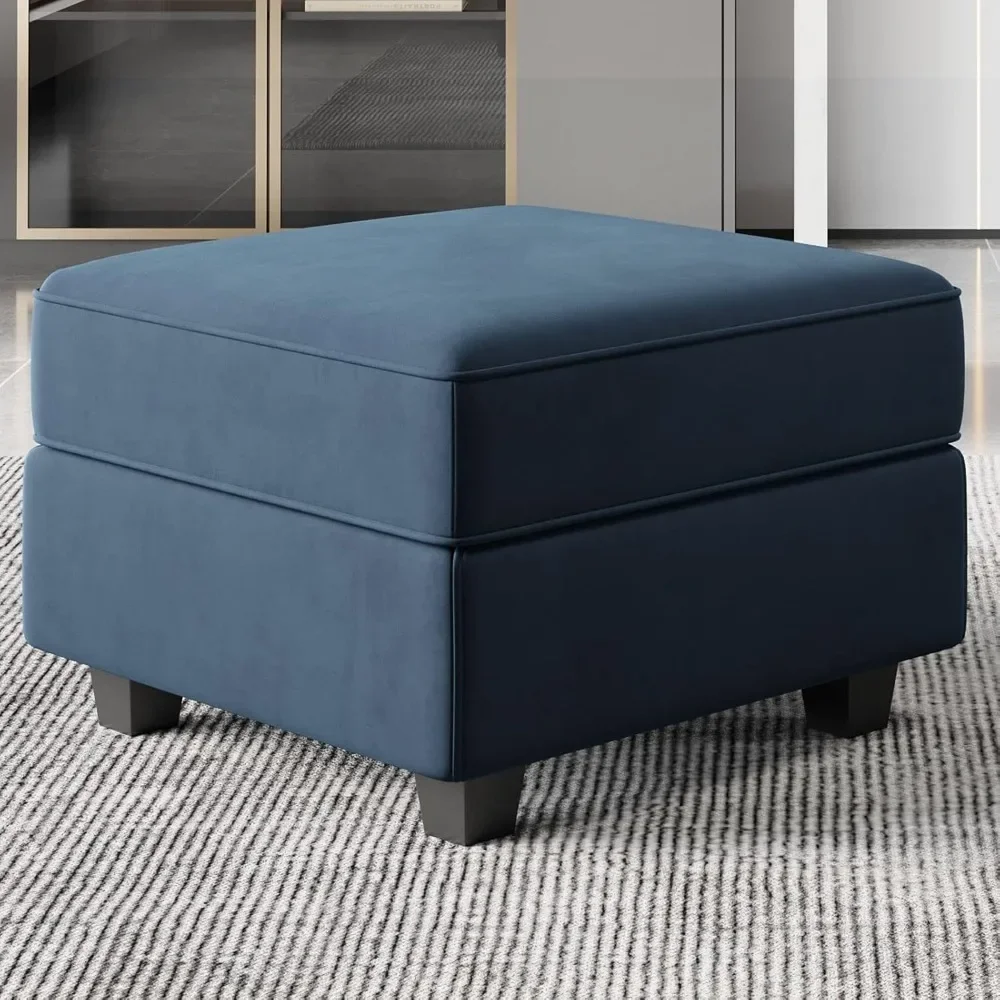 Ottoman Module for Modular Sectional Sofa Square Seat Cube Velvet Foot Stool Blue