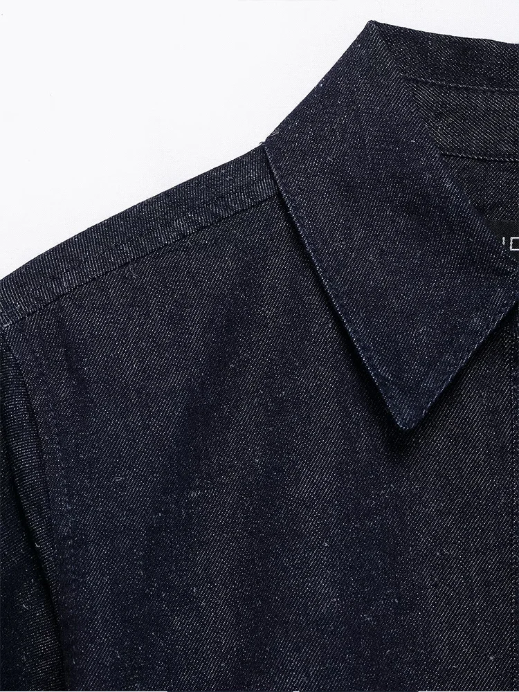 สไตล์ยุโรปและอเมริกาฤดูใบไม้ผลิแฟชั่นใหม่ลําลองของผู้หญิงสวมใส่อเนกประสงค์รายละเอียดจีบหลวมยีนส์เสื้อแขนยาว