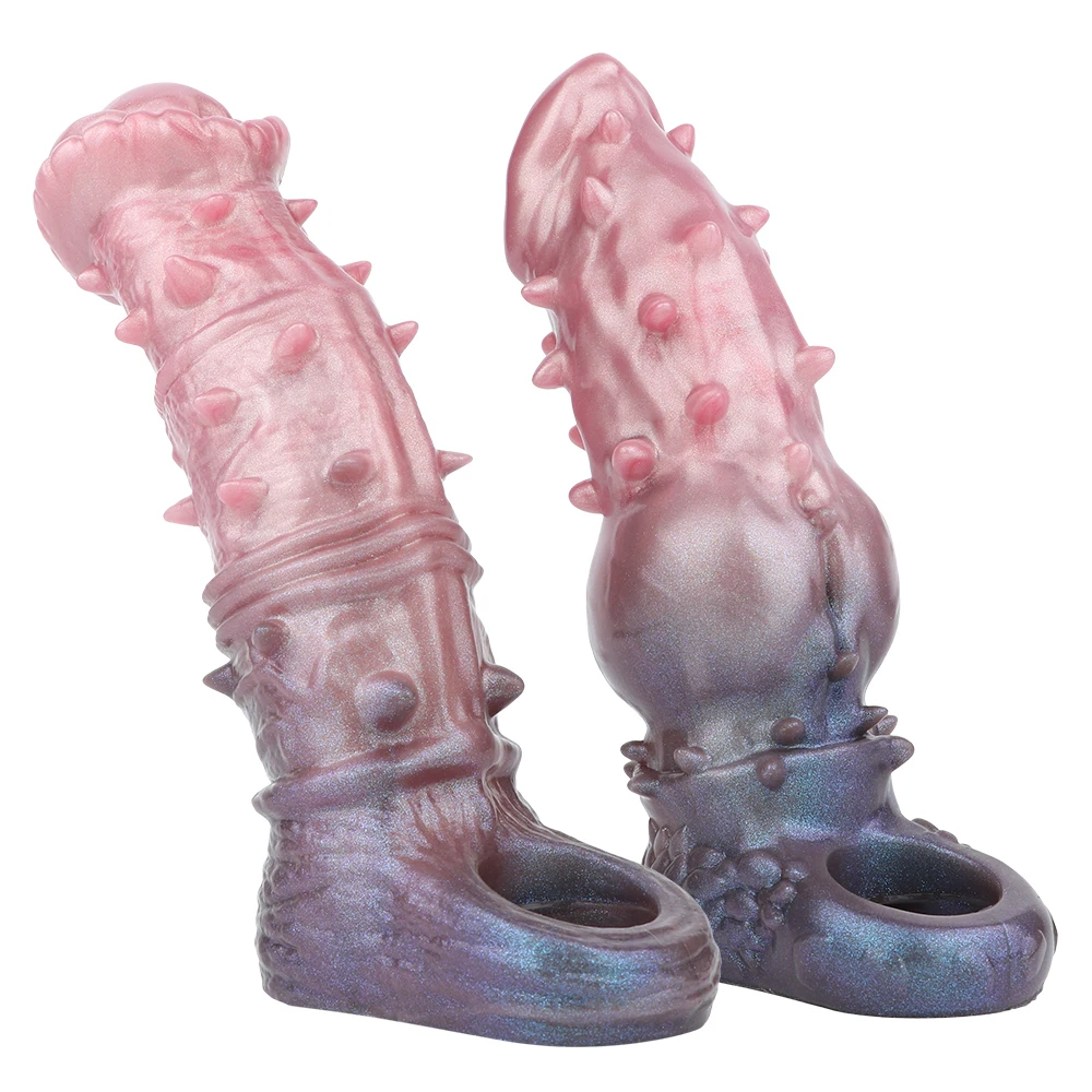 NSFU 2 Styles Wolf Knot Penis Sheath Horse Dildo Sleeve Silicone Cock Ring Male Dick Girth Enlarger&Extender Sex Toys for Man