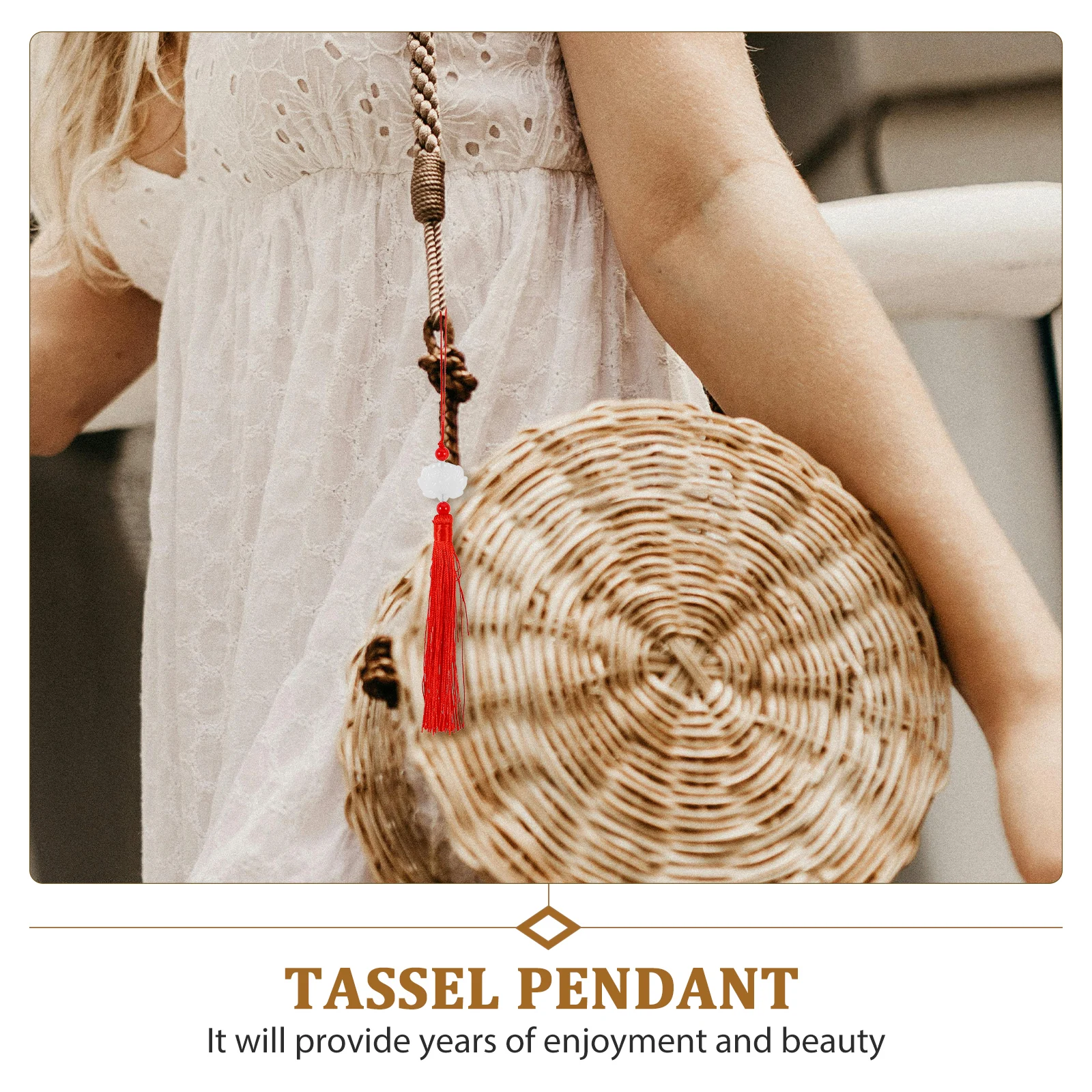 Colgante de borla de Jade de imitación de doble cara, exquisitos dijes decorativos hechos a mano para fanáticos y linternas, hogar versátil, 4 Uds.