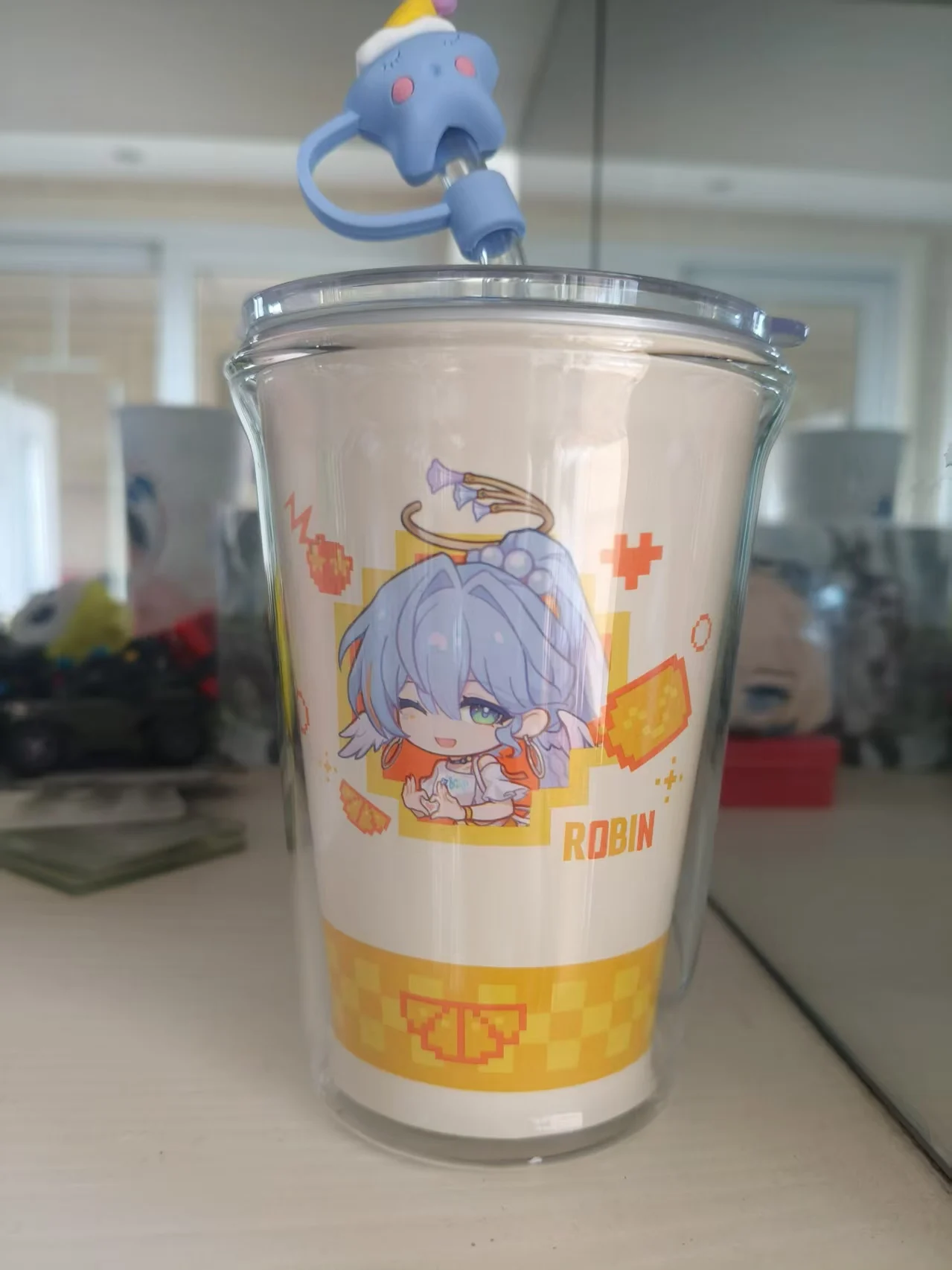 In Stock Official HSR X Fanta Robin Sunday 350ml Cup Acrylic Stand Laser Ticket Transparent Card Bottle Badge