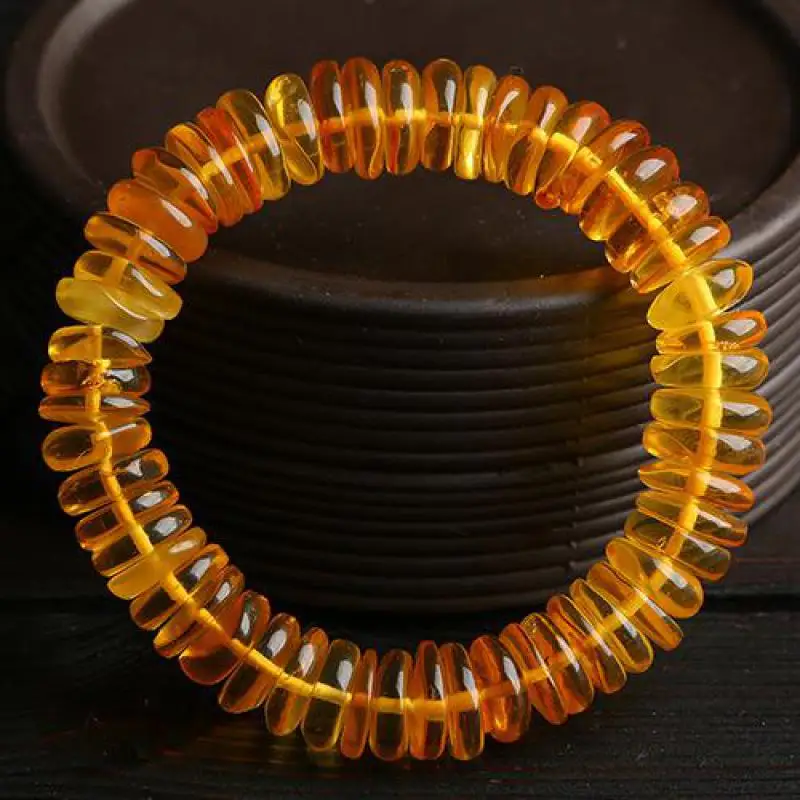 

Natural Amber Bracelet Bangle Men Women Healing Gemstone Fine Jewelry Genuine Baltic Golden Amber Spacer Beads Bracelets