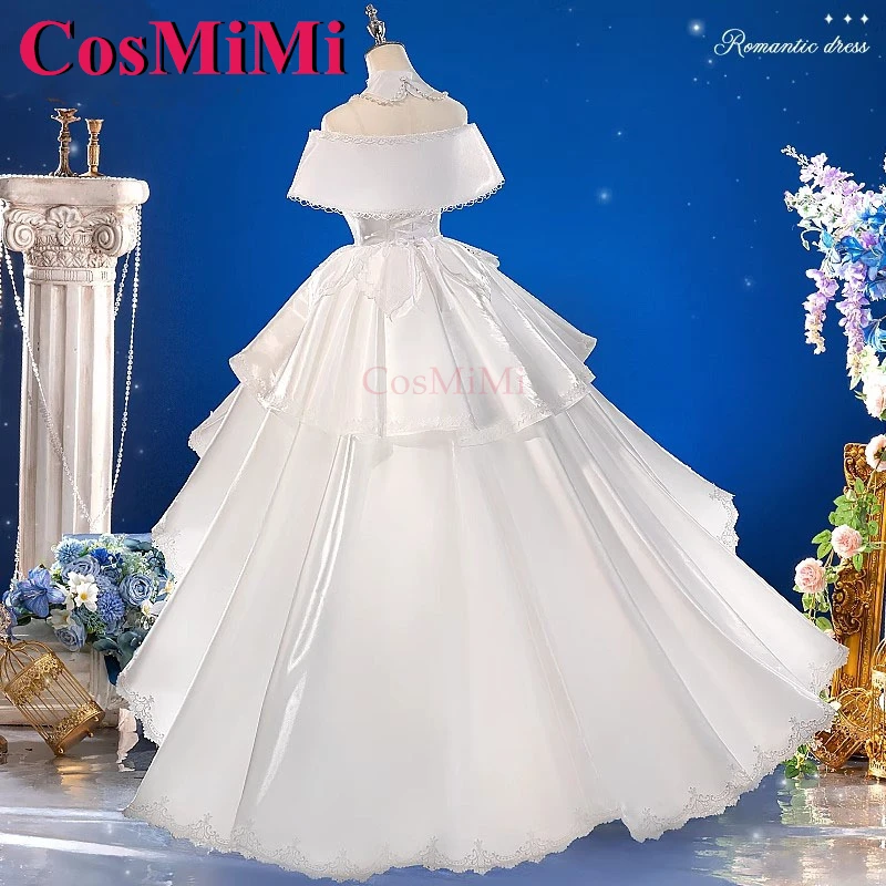 CosMiMi Game Genshin Impact Furina/Focalors أزياء تنكرية للعروس الوردية فستان زفاف أنيق كرنفال ملابس لعب الأدوار
