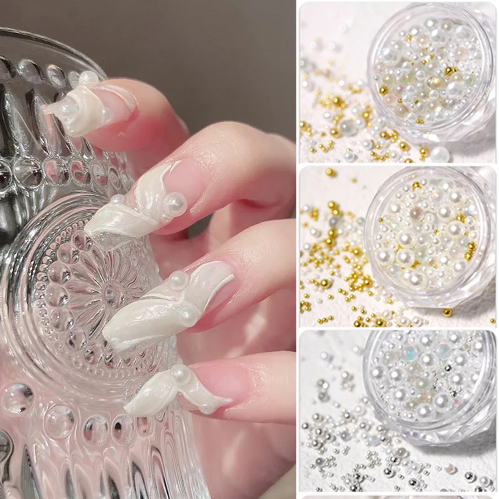 Glanzende 3D Charms Gemengde Grootte Micro Glas Kaviaar Kralen AB Kristal Steentjes Nail Art Decoraties Manicure Kleine Nagel Parels