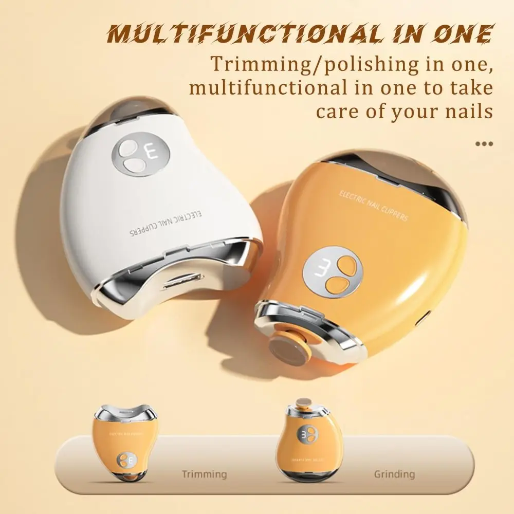 

2 in 1 Electric Nail Clipper Mango Shape 3 Speed Grinder Manicure Cutter Digital Display Double Head Trimming Polishing Tools