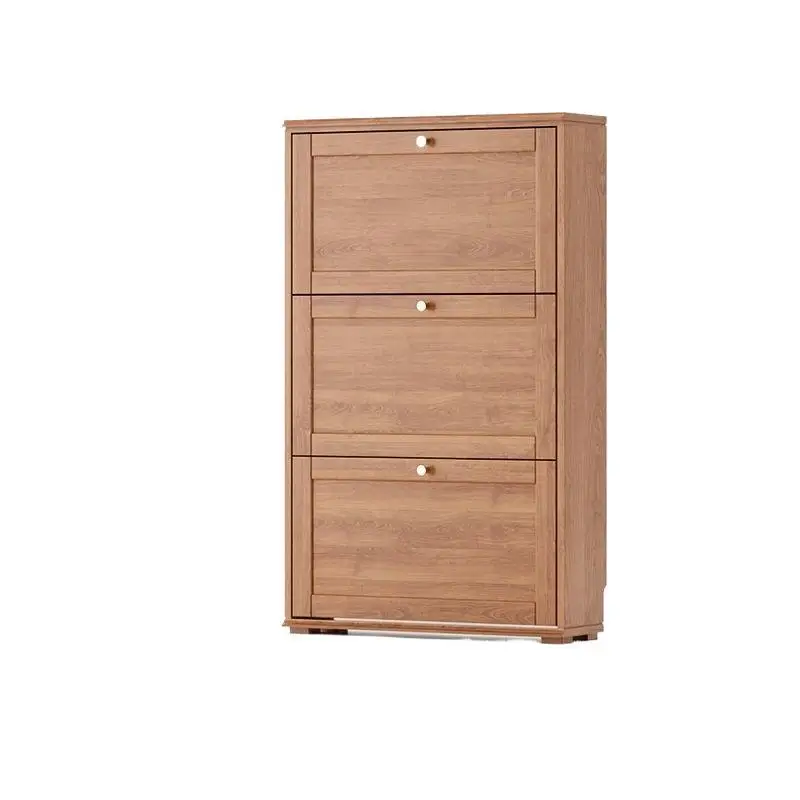 Solid wood tipping bucket shoe cabinet, household door, large capacity, foyer storage, Nordic modern entrance cabinet