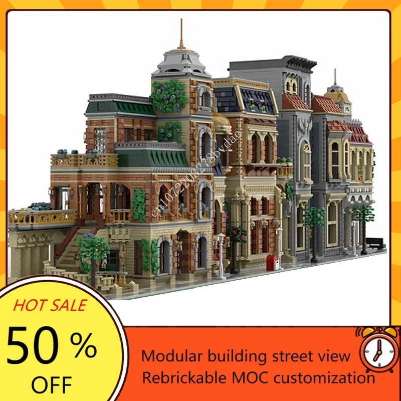 16000PCS Customized MOC Modular Commercial Street View Model Building Blocks Technology Bricks DIY Assembly Toys Birthday Gifts