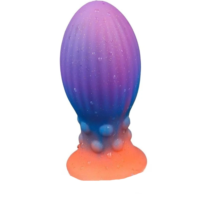 Dark Glow Dragon Egg Shape Silicone Body Relax Massager Large Size With Suction Fixed Base Ergonomic Rear Body Care