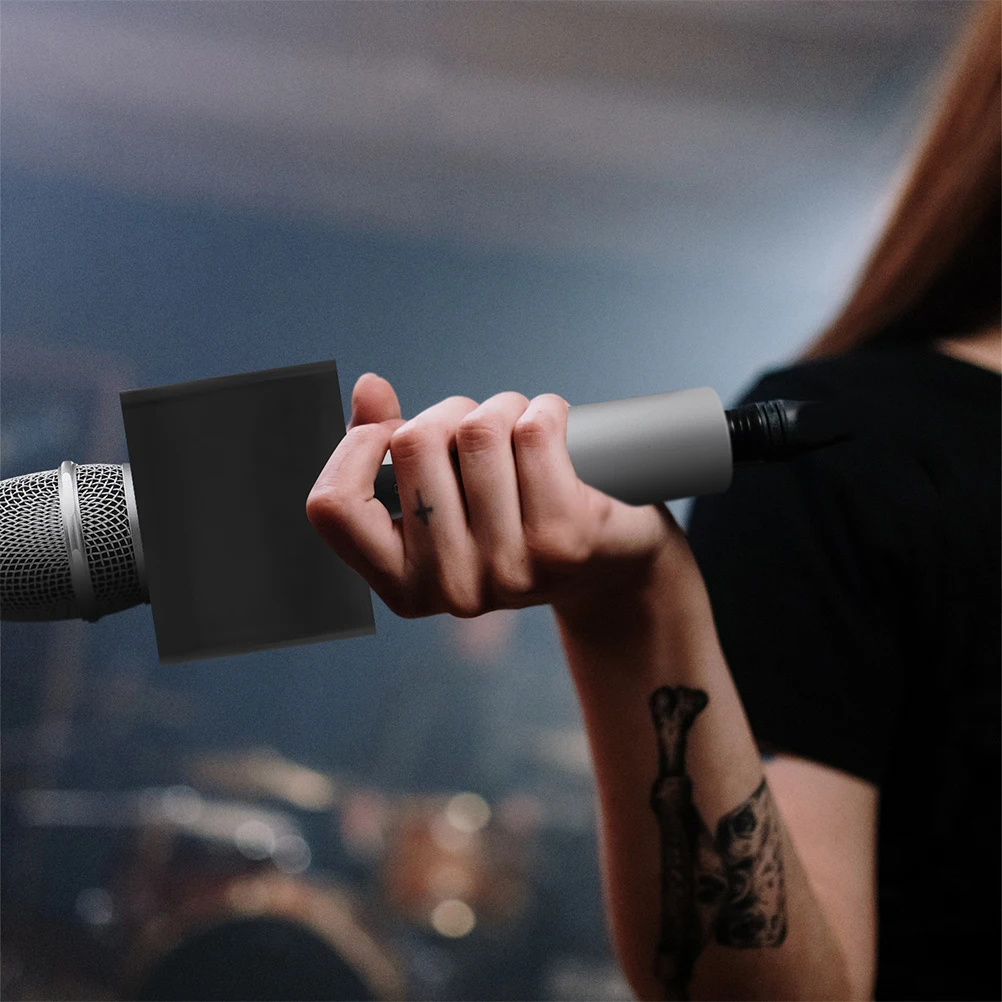 

4pcs Microphone Station Black Square Interview Flag Wireless Microphone Flag Station Holder Durable ABS Material Guitar