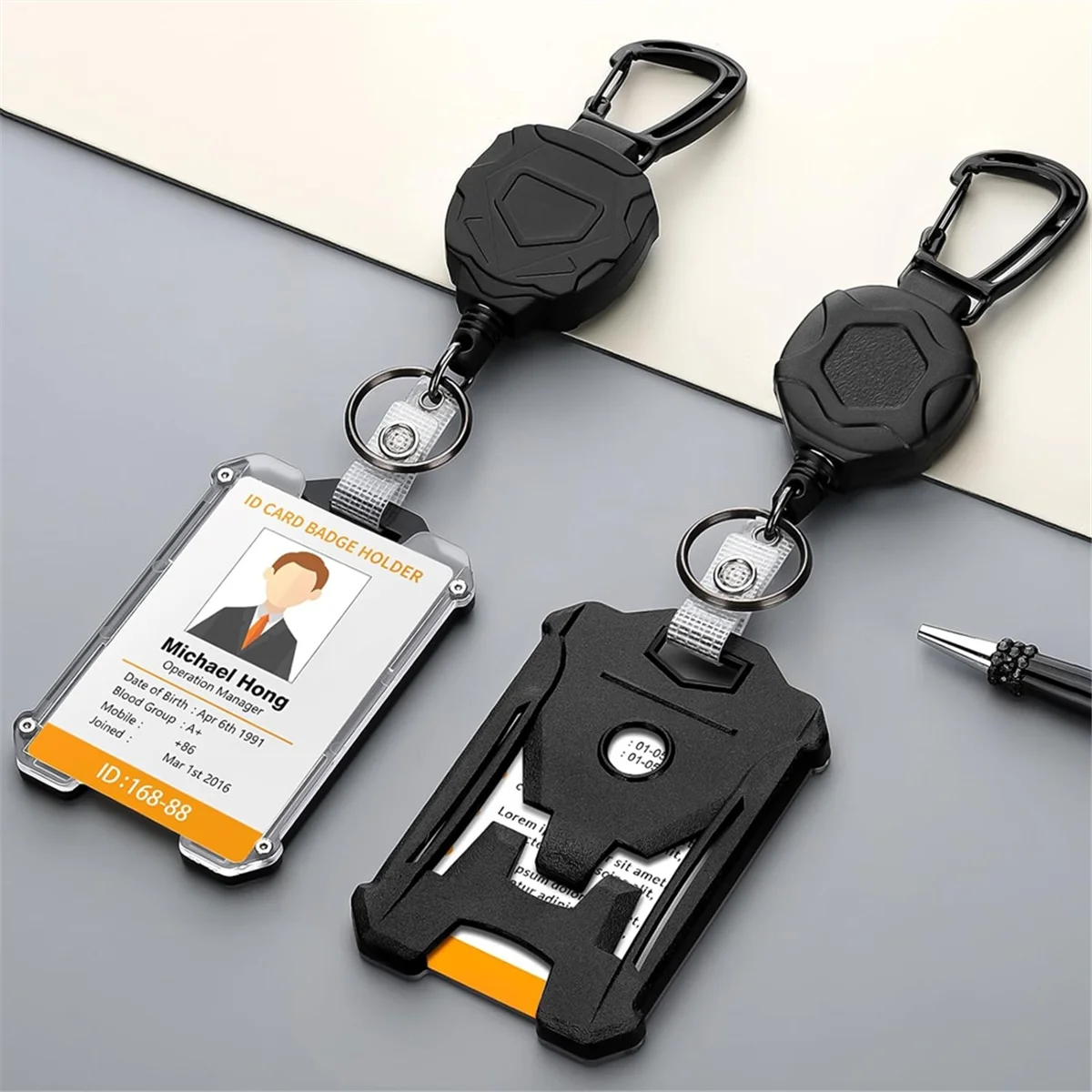 ABJS 2-пакет выдвижного держателя бейджа, прочный брелок для бейджа с катушкой и держателем удостоверения личности, выдвижной брелок на ремешке
