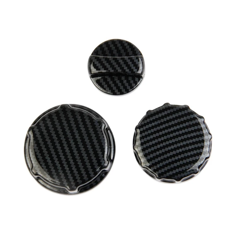 Oil Cap Brake Fluid Cap Antifreeze Cap Cover Trim For Ford Mustang 2024 Interior Accessories Carbon Fiber