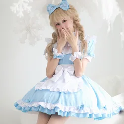 5XL Halloween COS Alice Maid Costume Big Brother Fake Mother Maid Dress Blue Performance Costume Removable Sleeves Plus Size