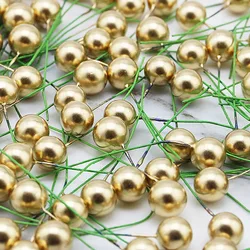 (100 Pcs/pack) 6cm Green Pole Berry Single Artificial Fruit Gold Silver Decoration Christmas Berry Accessories Party DIY Gift
