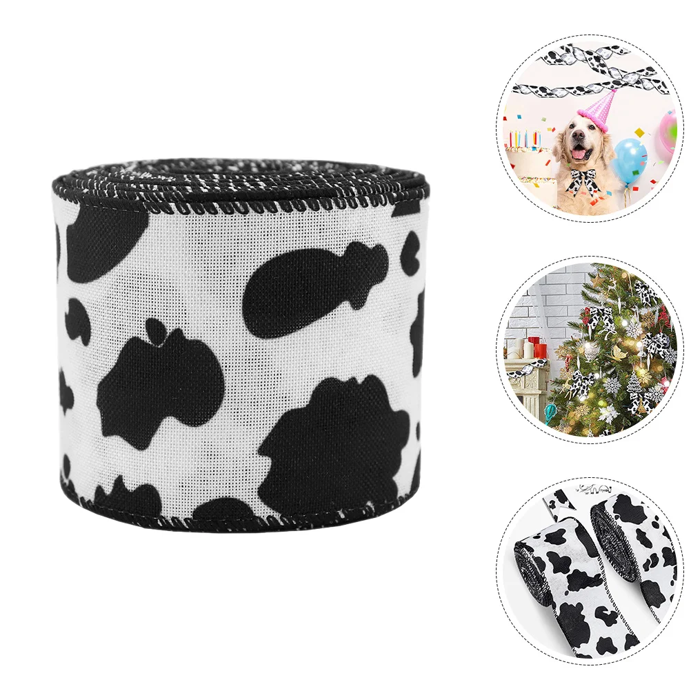 

2 Rolls Cow Printing Ribbon Polyester Fabric Ribbons for Crafting Wreaths Bows DIY Decorations Animal Print Craft Ribbon Bulk