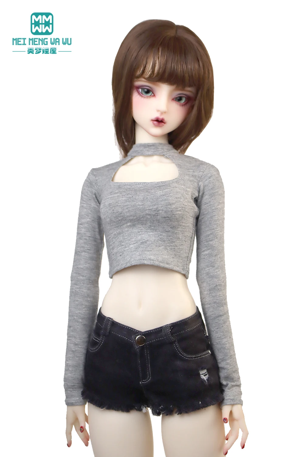 Suitable for 63cm 1/3 large bust BJD doll clothes DD SD DDL fashion chestless T-shirt jeans shorts accessories girl gifts