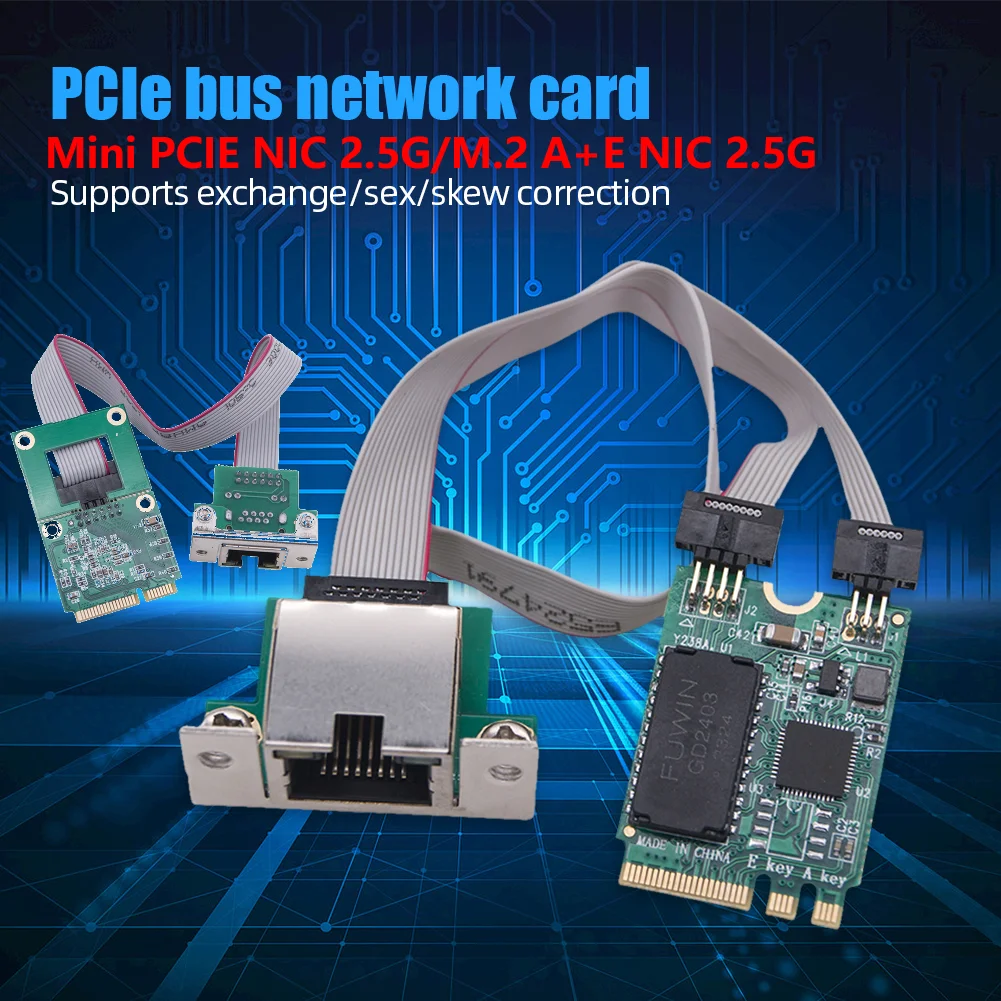 

Сетевая карта M.2 Gigabit Ethernet 2,5G/1000/100 Мбит/с M2 RJ45 PCIE Bus Сетевая карта RTL8125BG Чип Ethernet-адаптер Mini PCIE