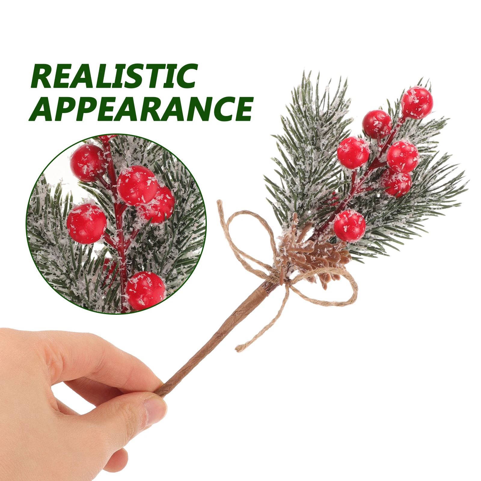 

10Pcs Christmas Berry Branches Fake Pine Stem Red Berries Floral Picks Wreath Decoration Artificial Pine Cones