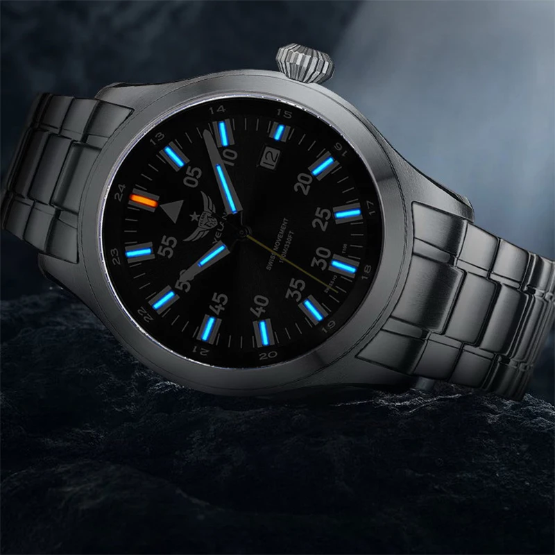 YELANG New Pilot H3 T100 Self Luminous Quartz Watches Waterproof 100m Sapphire Mirror Men\'s Watch Military Sports Watch V1021SS
