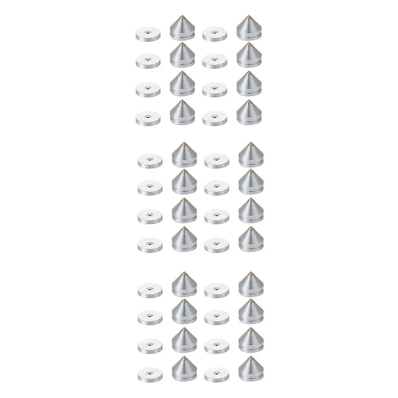 

24 Set Speaker Stand Feet Foot Pad Aluminium Alloy Metal Spikes Cone Floor Foot Nail Silver-Y41A