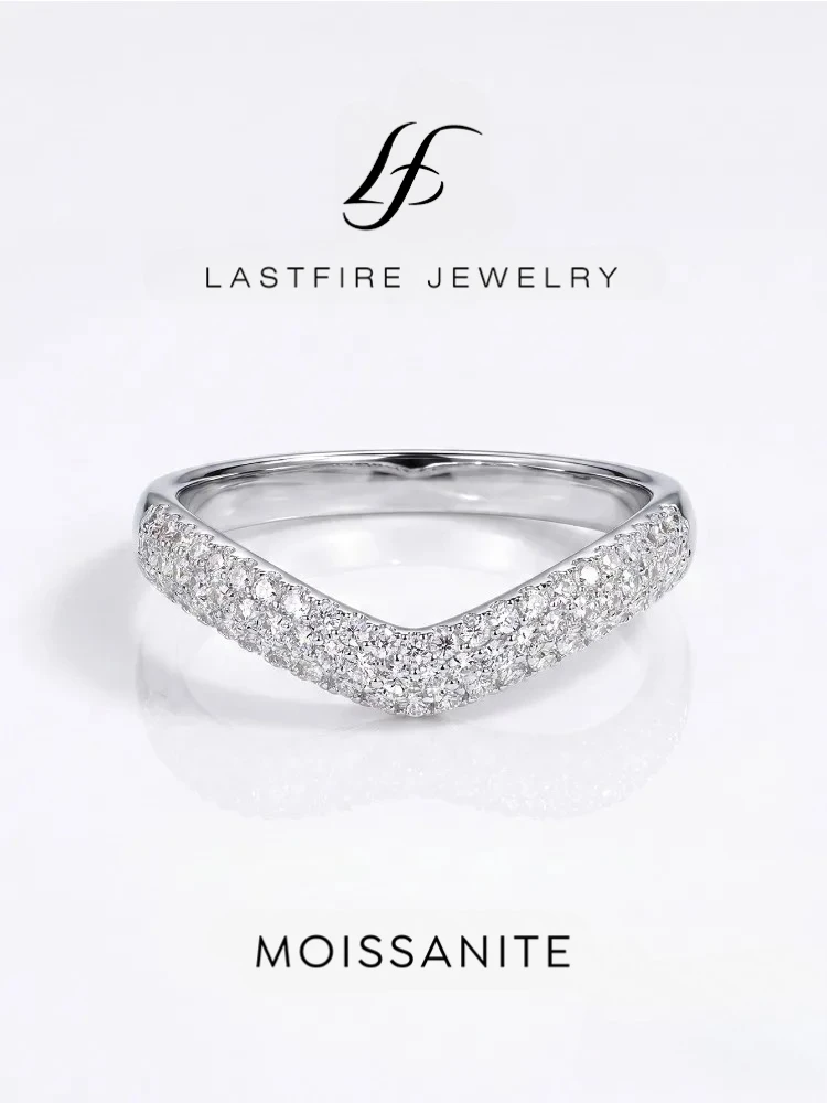 Anneaux en forme de V en moissanite véritable pour femmes, bijoux fins en argent sterling 925 pour anniversaire et mariage