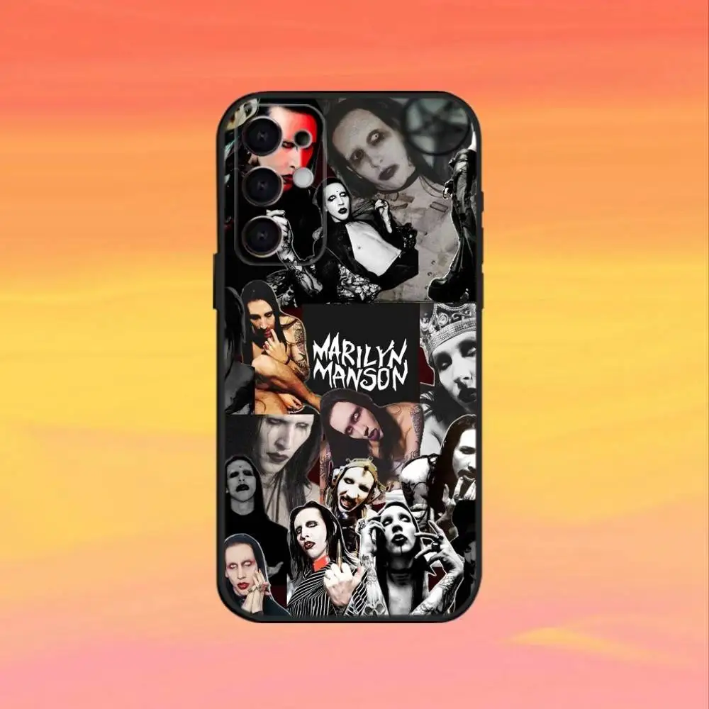 Funda de teléfono Singer M-Marilyn M-Manson para Samsung S25,S24,S23,S22,S21,S20,Plus,Fe,Lite,Otros cubierta negra