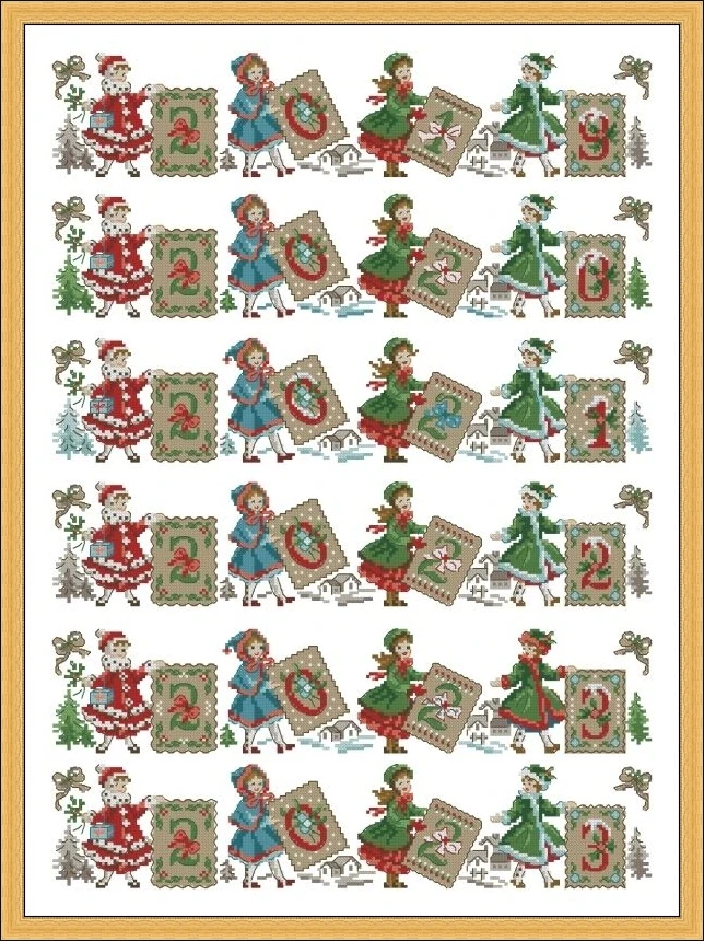 

Embroidery Cross Stitch Kits Craft DIY Needlework Cotton Canvas 28-LBP - Happy Christmas Girl 48-54 32CT 28CT Metallic aida
