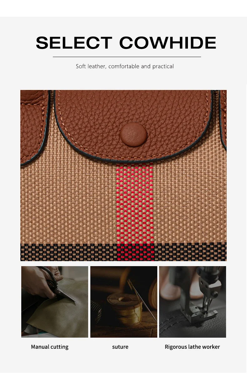 Aidani Canvas Plaid Dumpling Bag für Damen, neuer Stil, luxuriöses Gefühl, großes Fassungsvermögen, Handtasche, Schulter- und Umhängetasche – Detail 6