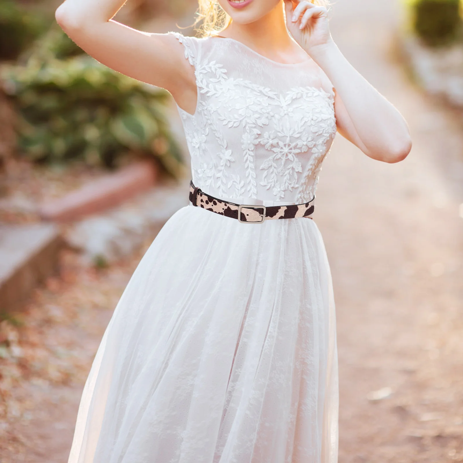 

PU Print Belt for Women Adjustable Cow Print Accessories Lightweight Durable Western Style Jeans Accessories