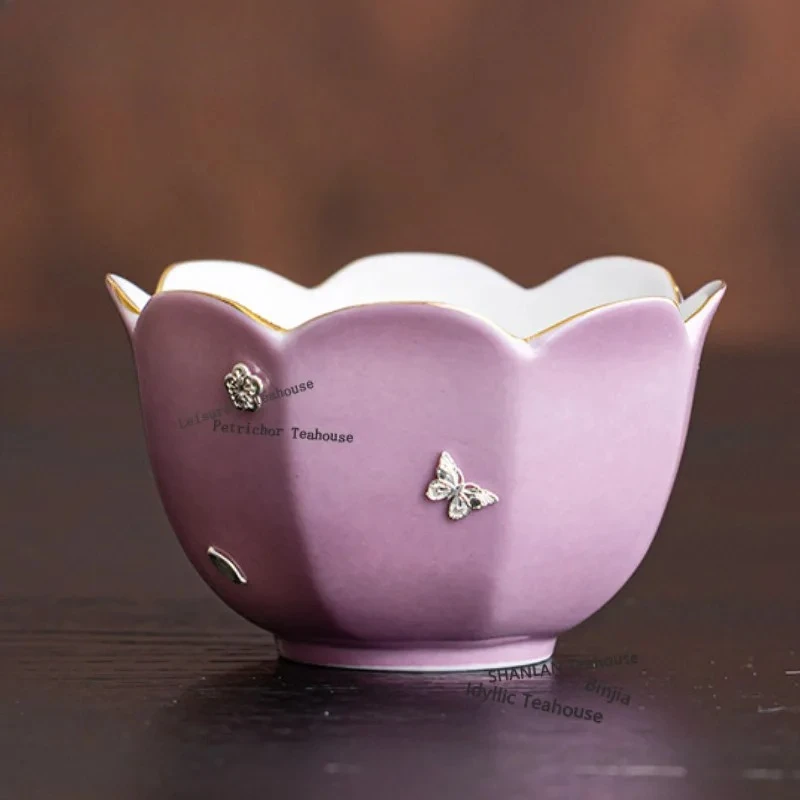 

Чайная чашка «Цветы и бабочки», бутик-серия, чайная пара, персональная чашка для дегустации чая, мастер-чашки для чайной церемонии, домашний чайный набор, подарочные принадлежности