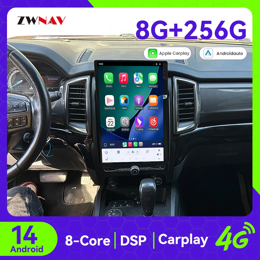 

Автомобильный радиоприемник с 14,5-дюймовым экраном для Ford Everest 2016-2020, Android 14, беспроводной Carplay, GPS-навигация, мультимедийный плеер, головное устройство