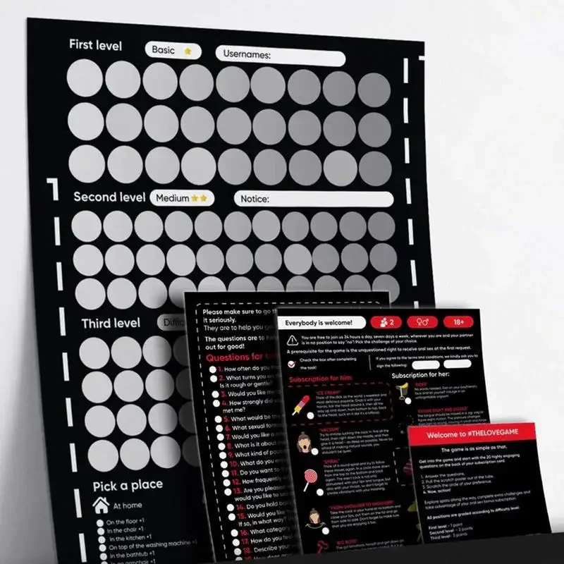 NEW 100 Things To Do Between Couples Couples Games Bedroom Scratch Off Poster 100 Dates Scratch Off List poster  sticker