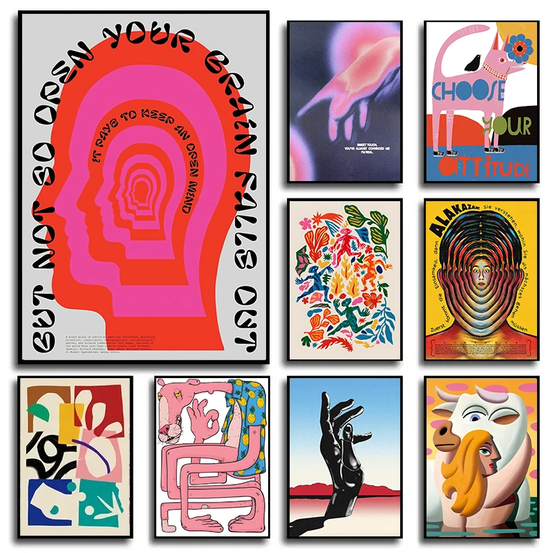 Abstract style Japanese retro poster that inspires you, encounters time and space, eyes on canvas, suitable for living rooms Bed