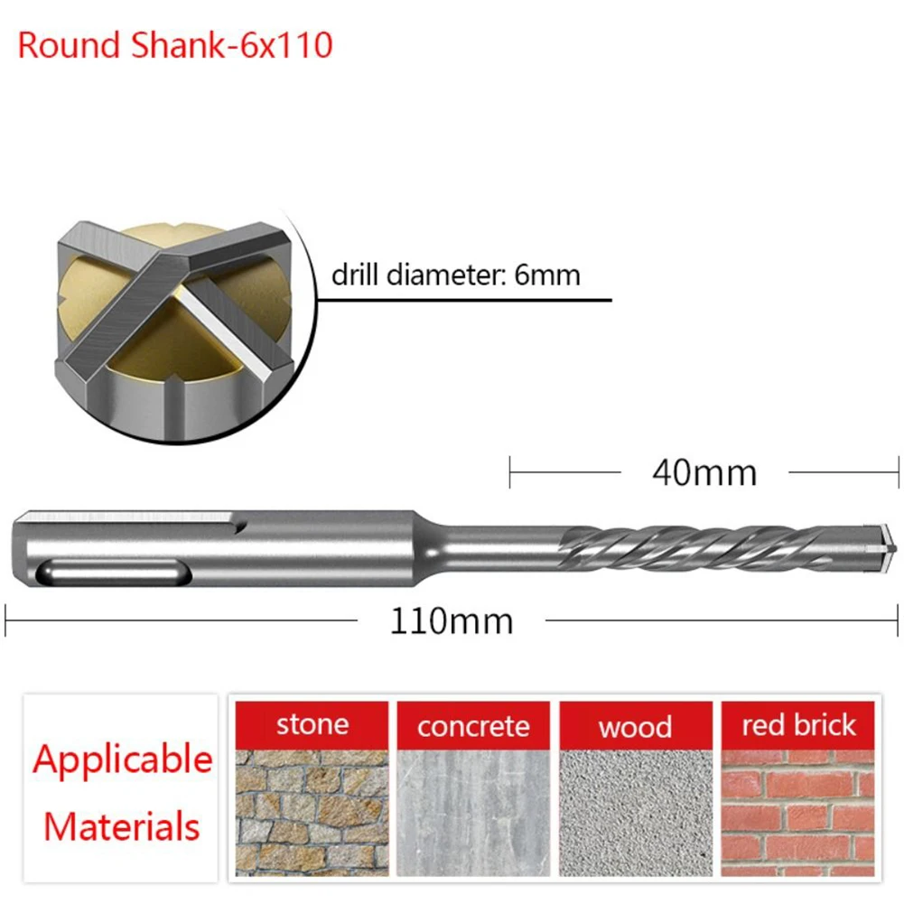 110/160mm Tungsten Steel Alloy Cross Drill Bit Electric Hammer Drill Bits For Rock Stone  For SDS PLUS Drill Bits Hand Tools