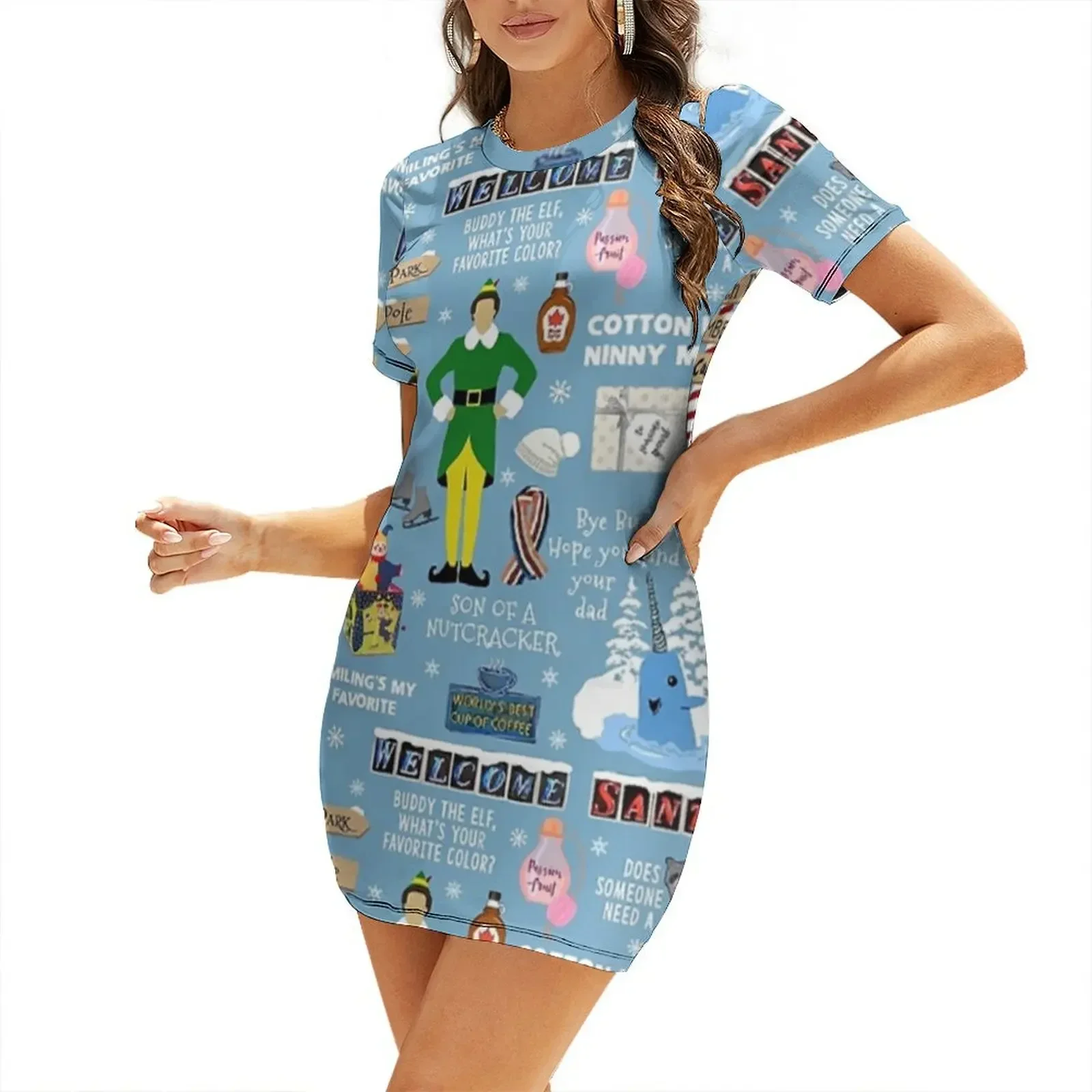 

Buddy the Elf collage Short-Sleeved Dress elegant women's dresses sale Woman clothing Women's summer dresses