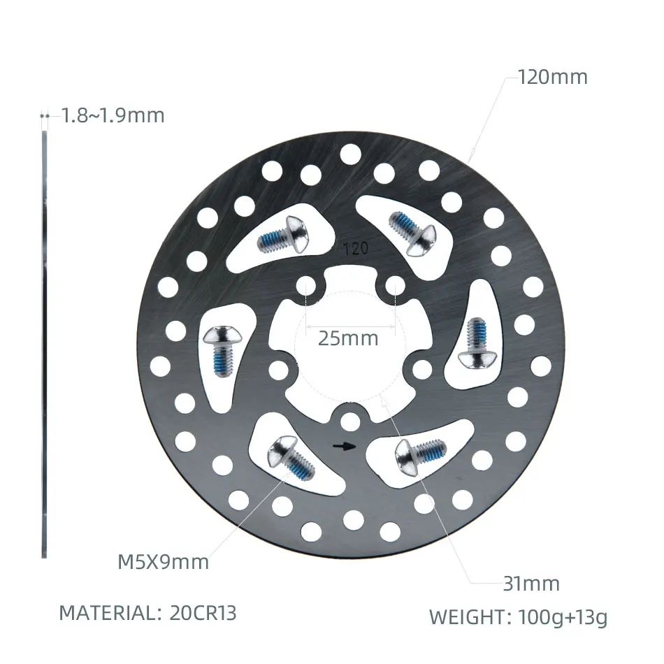 NFOX Electric Scooter Carbon Steel Brake Disc 120 Pad 30 Wheel Hub 5 Holes 6 Spacing 44mm Two Models Rotor Cycling Accesorios