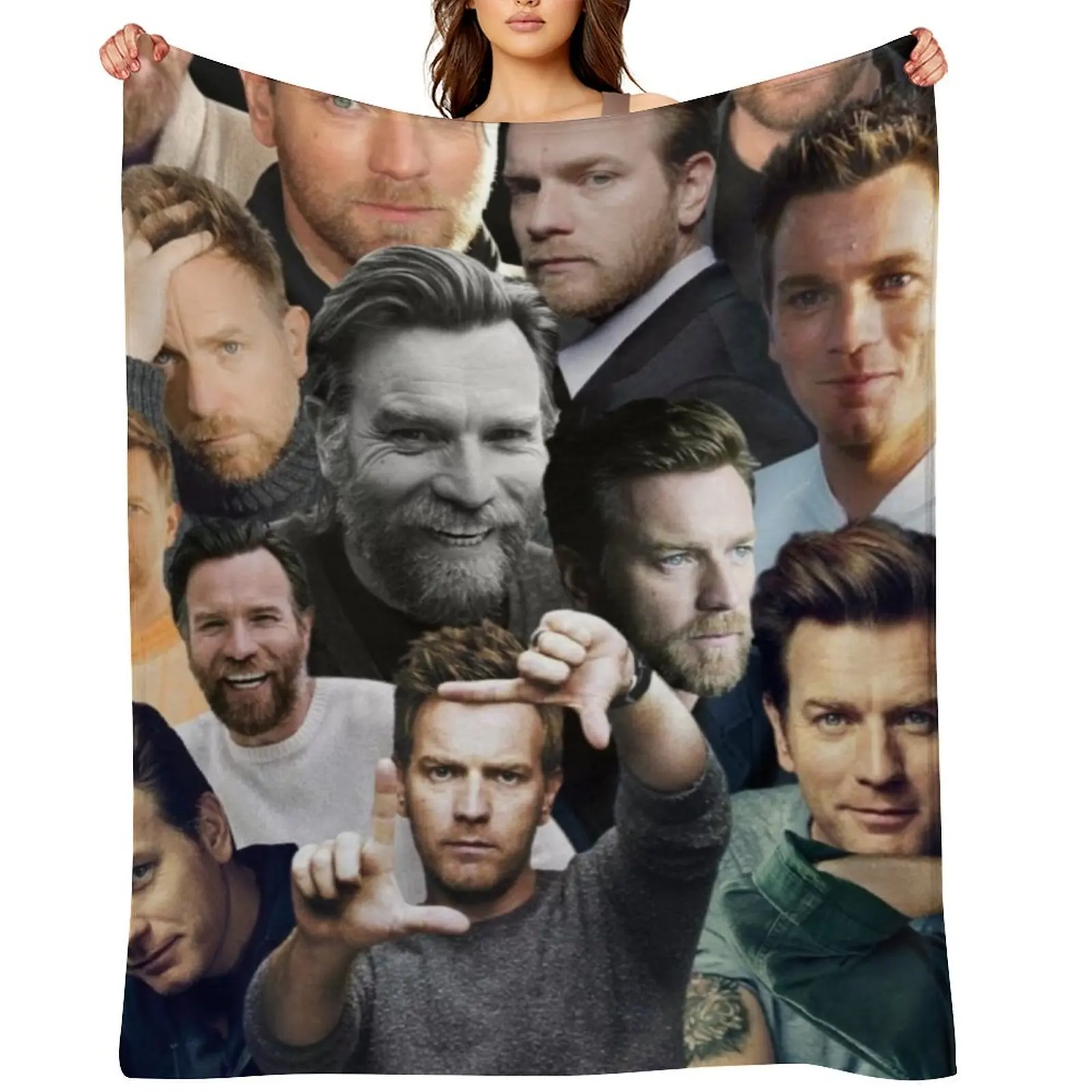 

Ewan McGregor photo collage Throw Blanket christmas gifts Cute Plaid Luxury Thicken Decorative Sofa Blankets