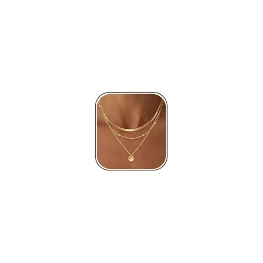 

Layered Necklaces For Women, Dainty Gold Necklace Stack 14K Gold Plated Stackable Chain Necklaces For Women Trendy Statement Fo
