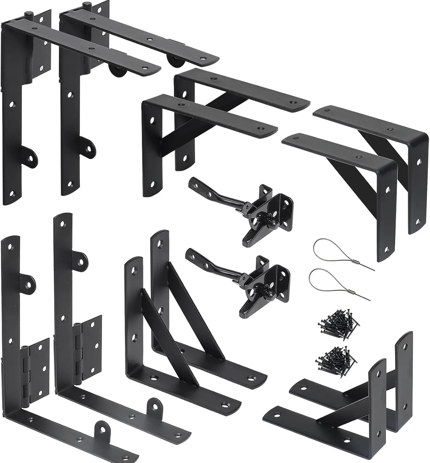 

2 Sets Anti Sag Heavy Duty No Sag Kit Corner Brace Bracket for Wooden Fence Gate with Self-Locking Gate Latch