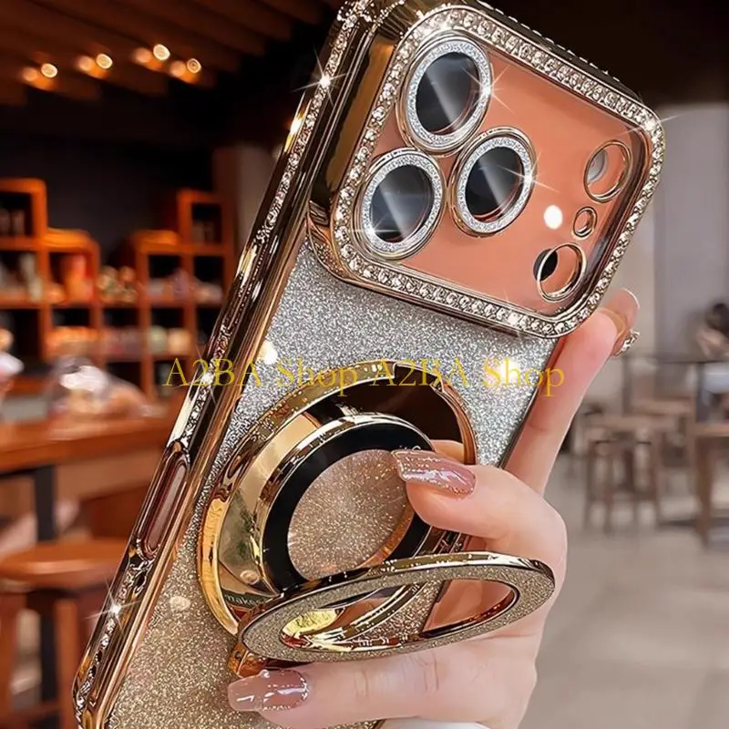 A2BA Trendy Sparkling Finish Phone Housing Case Including Rotatable Holder For Phone
