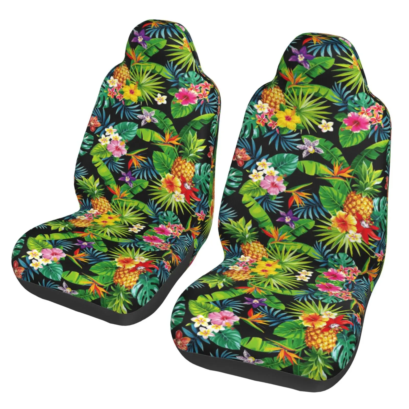 

Tropical Pineapple Patterned Printed Car Seat Cover Protector Set of 2 Car Seat Protectors Easy To Clean and Stain-resistant