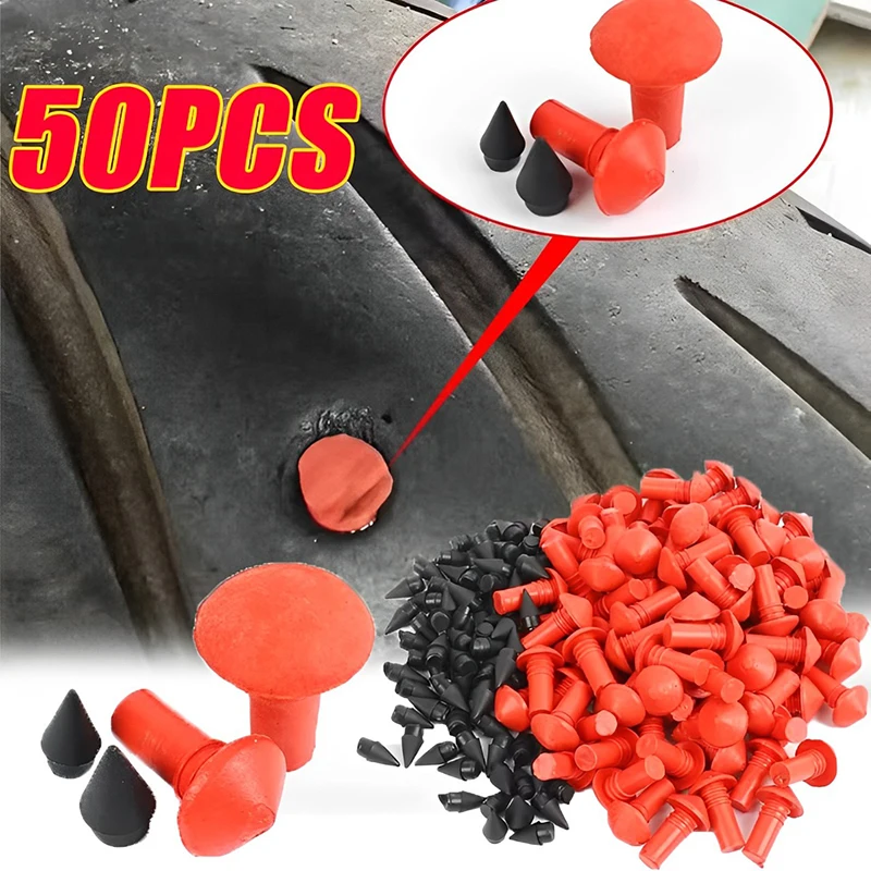 

50PCS Vacuum Tire Rubber Bullet Tire Repair Tool Mushroom Nail + Lead Electric Vehicle Motorcycle Tire Repair Tool Auto Parts